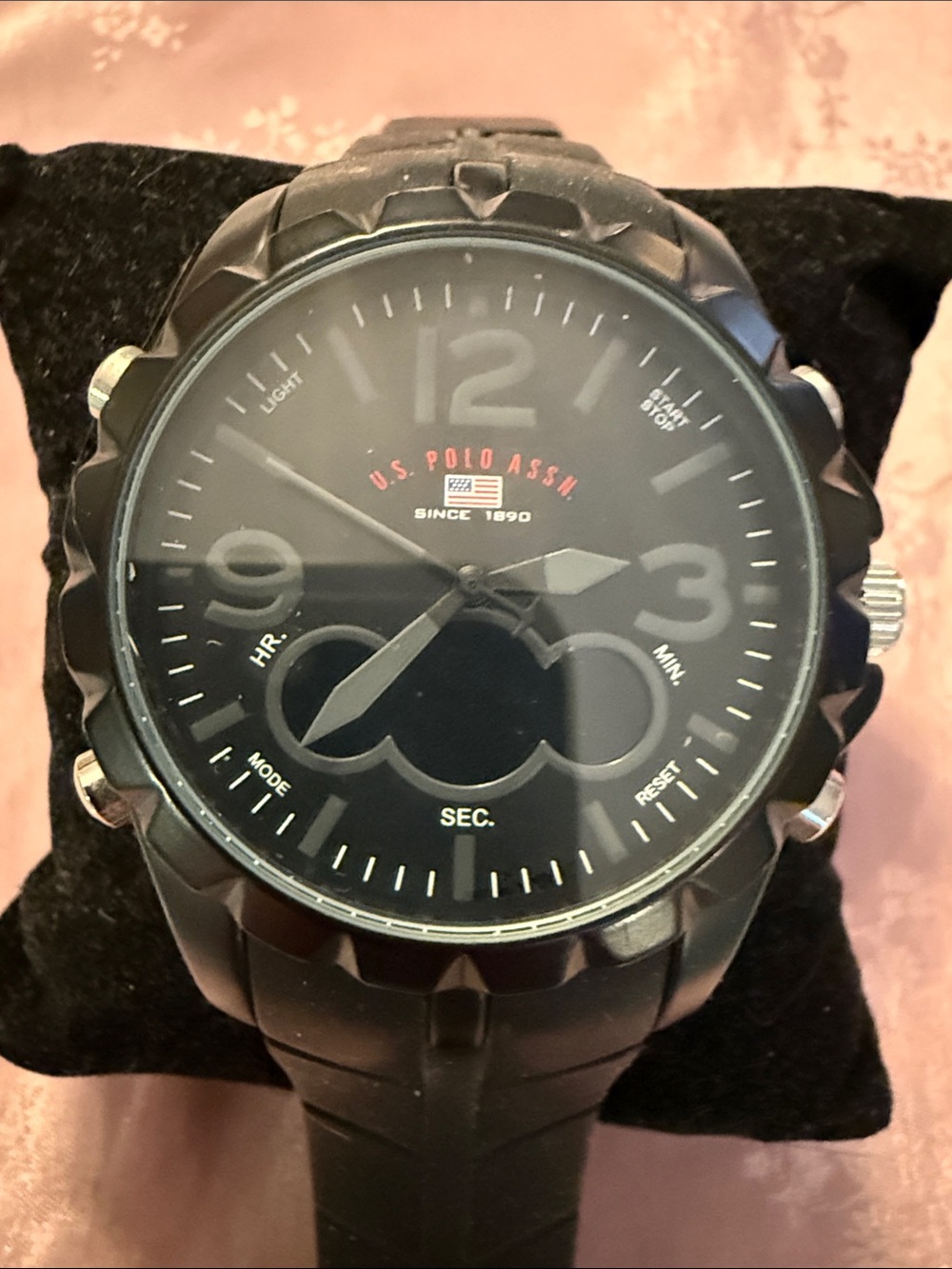 U.S. Polo Assn. Black Dial Black Strap Sport Watch